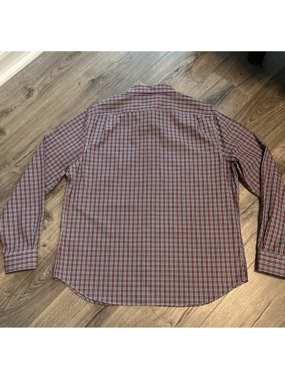 Nautica Mens XL Red/Blue/White Plaid Front Pocket Long Sleeve Button Up Shirt - Picture 8 of 8